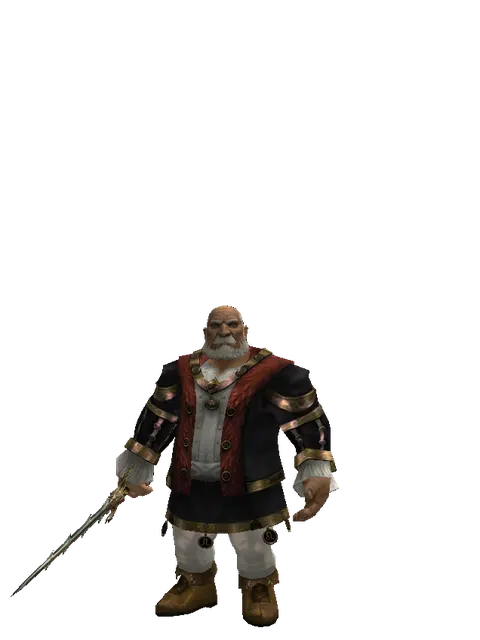 Icarus Sawsword on a male Dwarf, front view