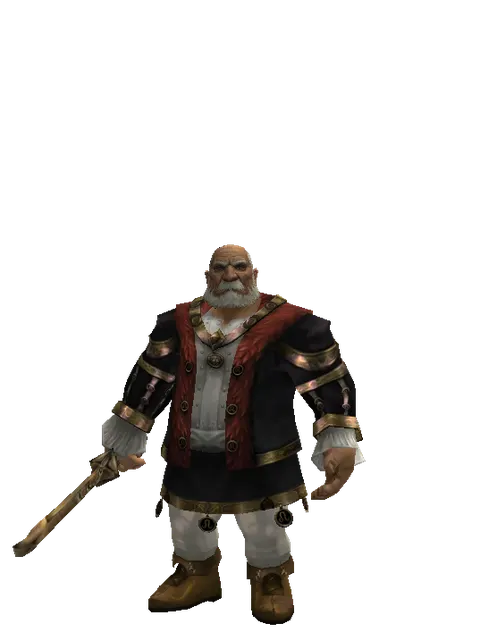 Improved Falchion on a male Dwarf, front view