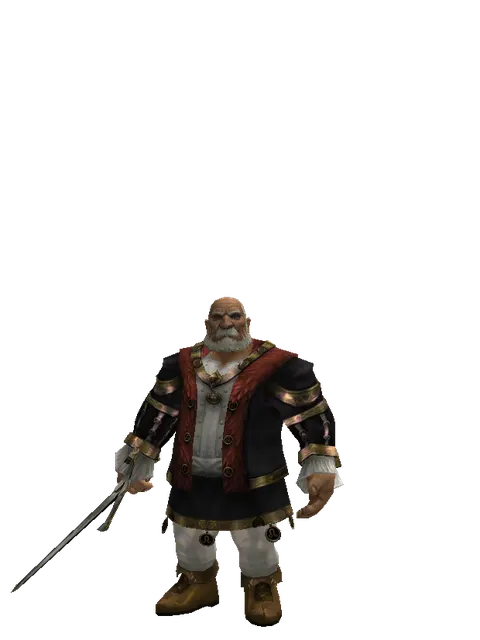 Knight's Sword on a male Dwarf, front view