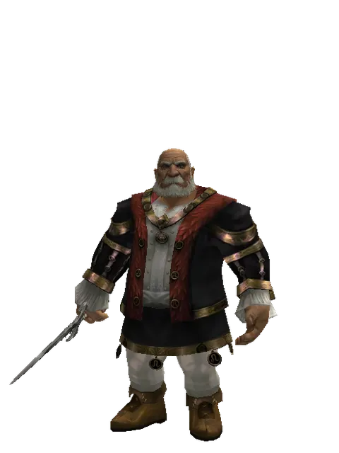 Priest Sword on a male Dwarf, front view