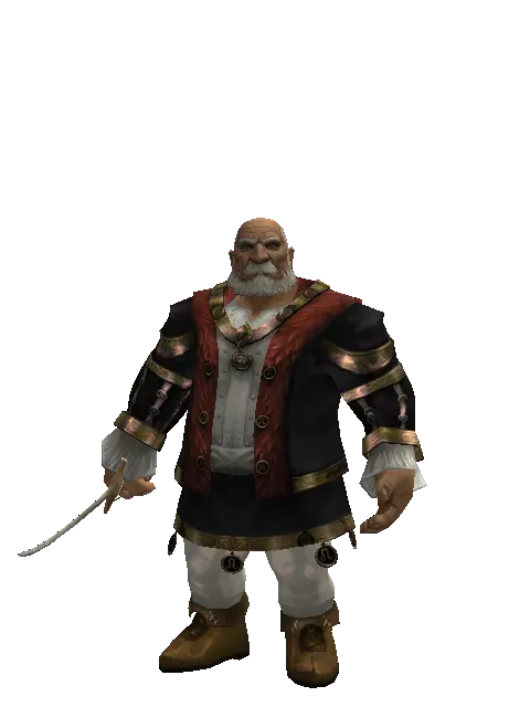 Saber on a male Dwarf, front view