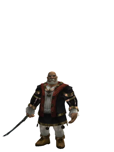 Samurai Longsword on a male Dwarf, front view