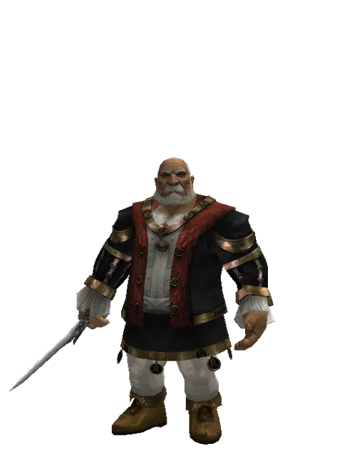 Sword of Mystic on a male Dwarf, front view