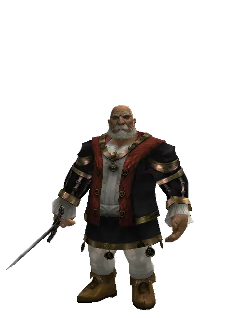 Sword of Sentinel on a male Dwarf, front view