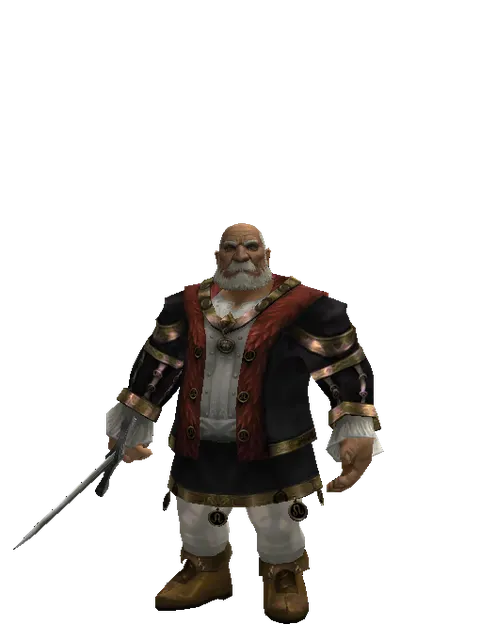 Sword of Watershadow on a male Dwarf, front view