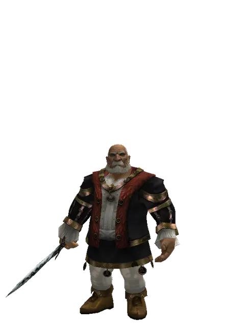 Tsurugi on a male Dwarf, front view
