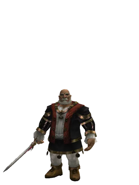 Vesper Sword on a male Dwarf, front view