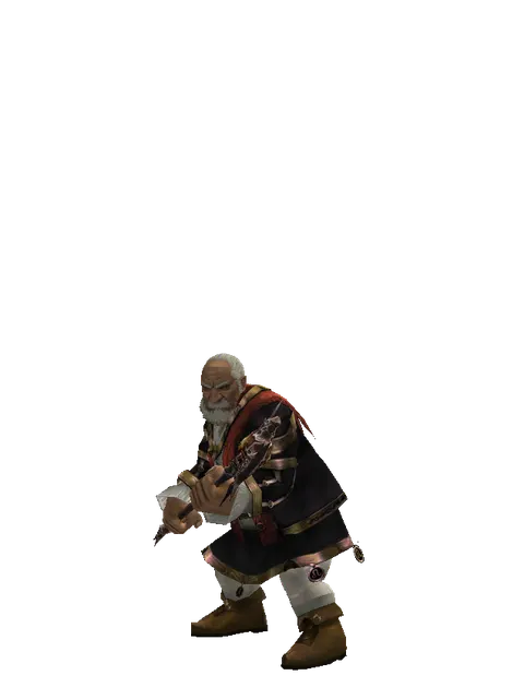 Daimon Crystal on a male Dwarf, front view