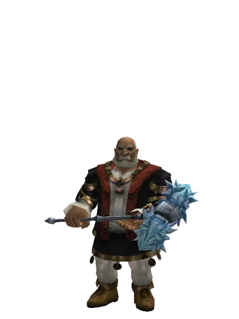 Ice Storm Hammer on a male Dwarf, front view