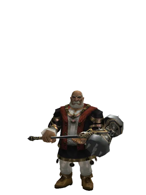 Infinity Crusher on a male Dwarf, front view