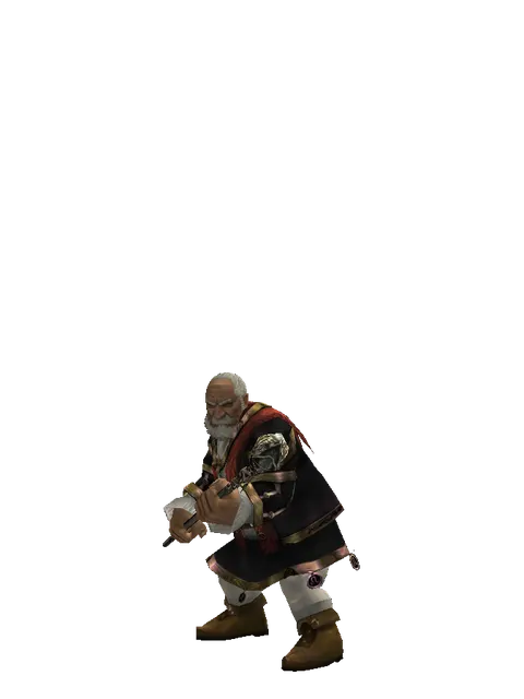 Staff of Evil Spirits on a male Dwarf, front view