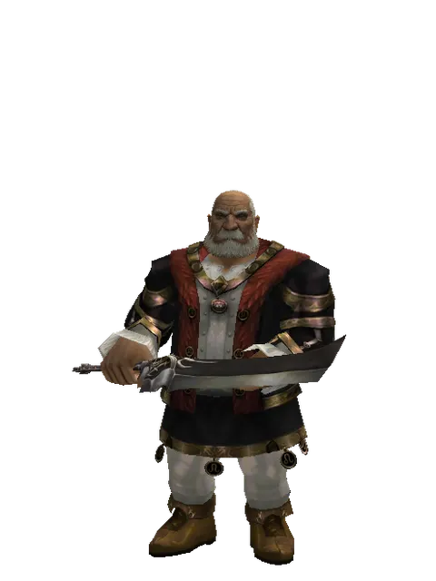 Complete Ancient Legacy Sword on a male Dwarf, front view