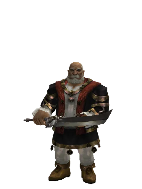 Enhanced Ancient Legacy Sword on a male Dwarf, front view