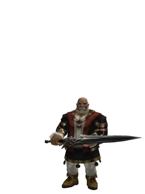 Guardian Sword on a male Dwarf, front view