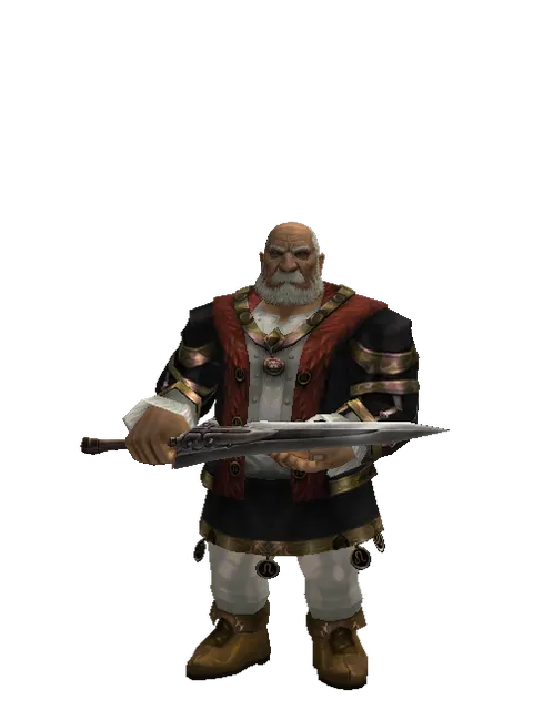 Heavy Sword on a male Dwarf, front view