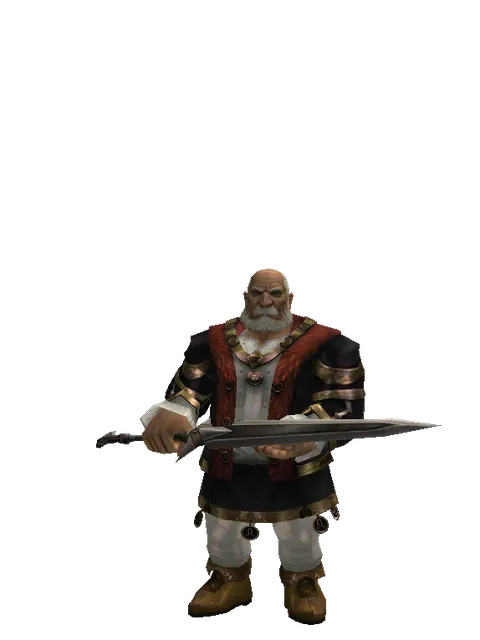 Steel Sword on a male Dwarf, front view