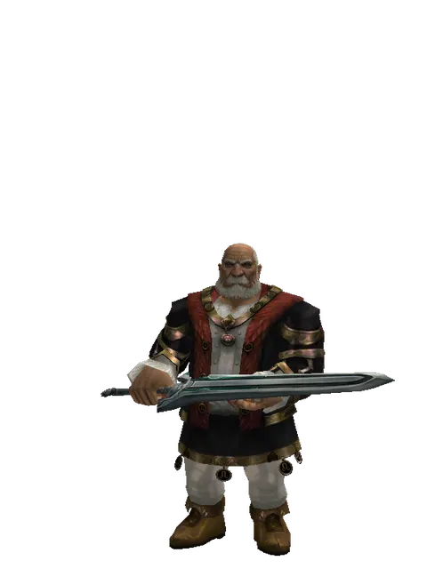 Titan Sword on a male Dwarf, front view