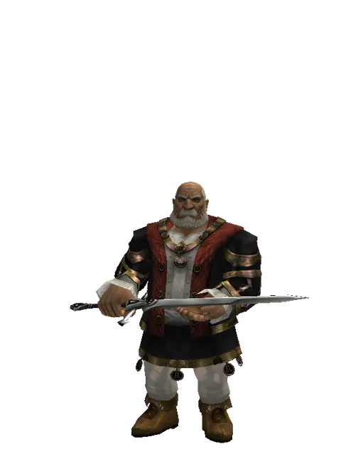 Two-Handed Sword on a male Dwarf, front view