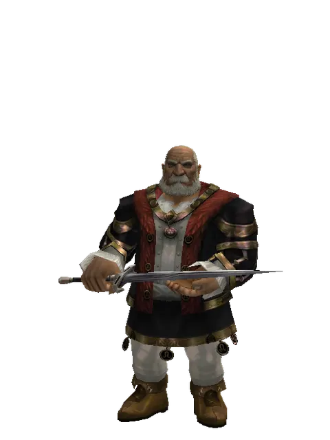 Zweihander on a male Dwarf, front view