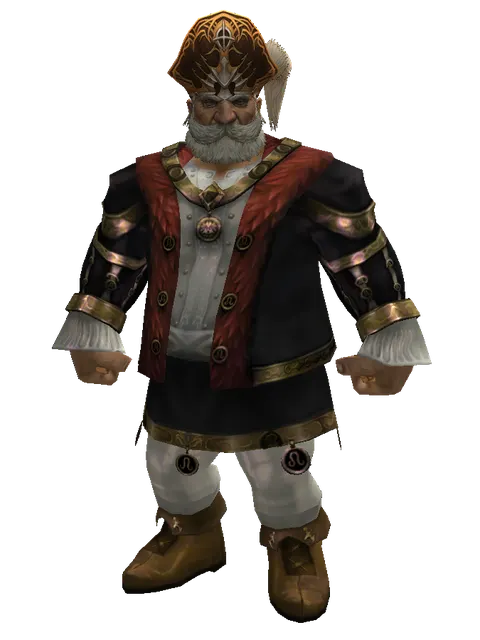 Captain's Hat on a male Dwarf, front view