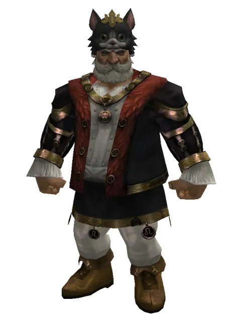 Feline King Hat on a male Dwarf, front view