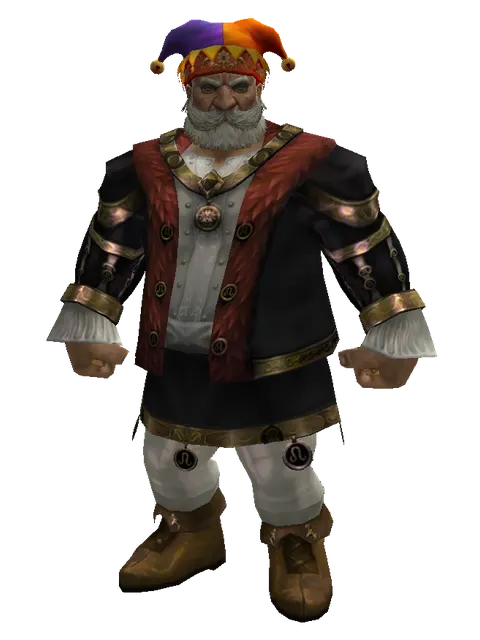 Jester Hat on a male Dwarf, front view