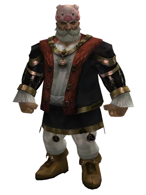 Pig Hat on a male Dwarf, front view