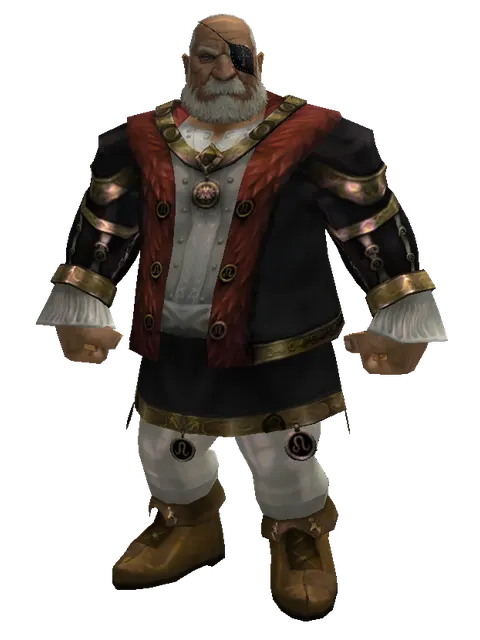 Pirate's eyepatch on a male Dwarf, front view