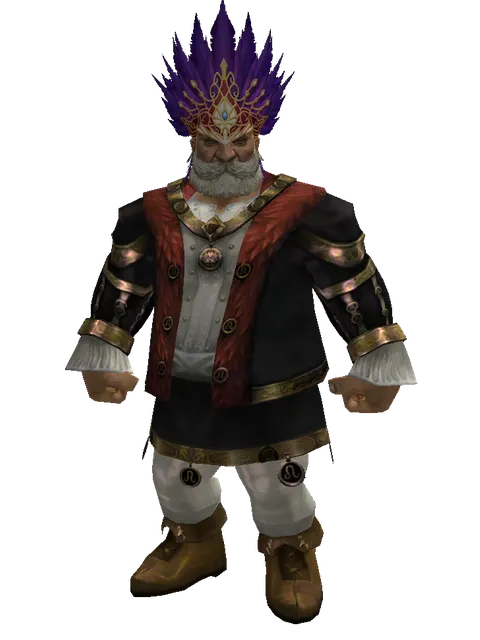 Sophisticated Carnival Hat (?) on a male Dwarf, front view