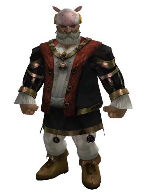 White Sheep Hat on a male Dwarf, front view