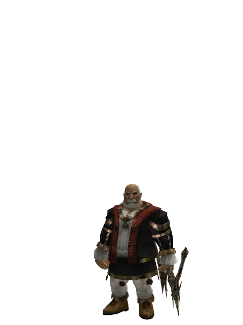 Strengthened Long Bow on a male Dwarf, front view