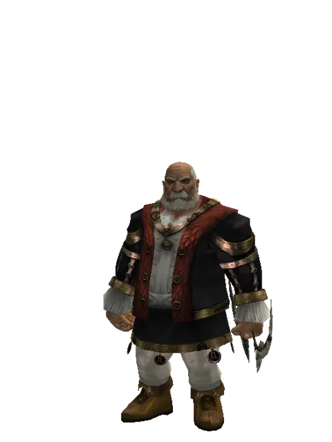 Traveler's Long Bow on a male Dwarf, front view