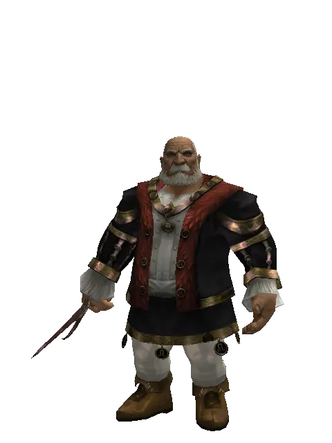 Shilen Knife on a male Dwarf, front view