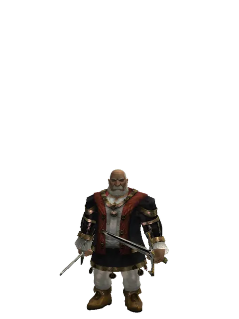 Bastard Sword*Knight's Sword on a male Dwarf, front view