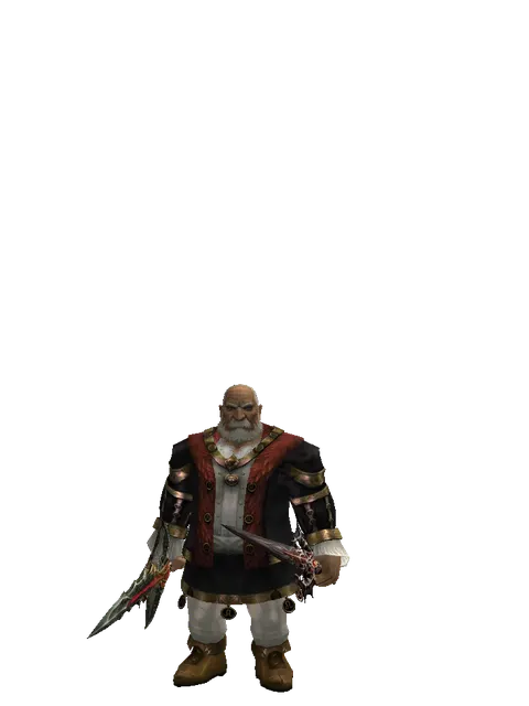 Blood Sword Akamanah on a male Dwarf, front view