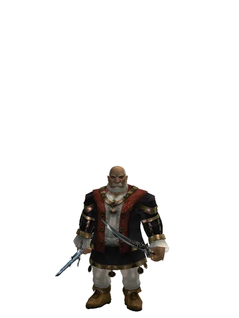 Caliburs*Samurai Long Sword on a male Dwarf, front view