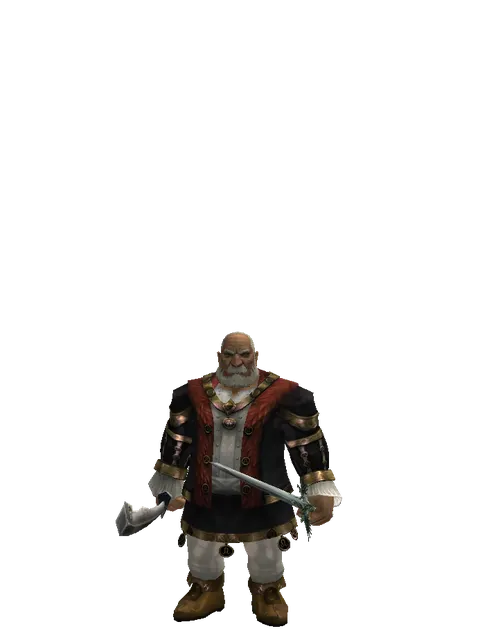 Crimson Sword*Elven Long Sword on a male Dwarf, front view