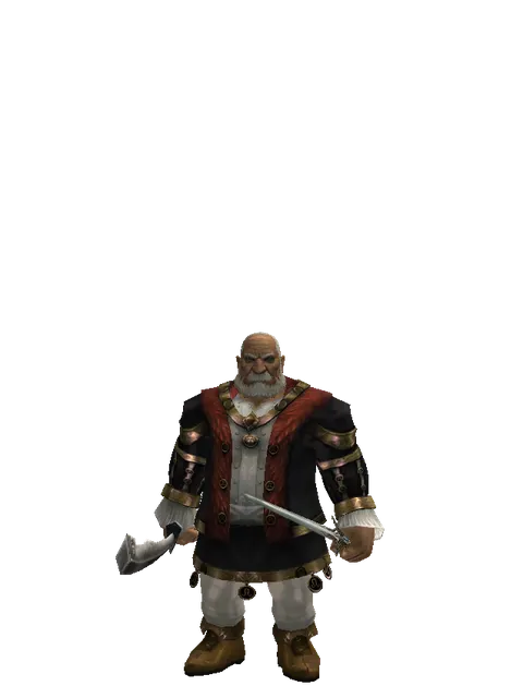 Crimson Sword*Elven Sword on a male Dwarf, front view