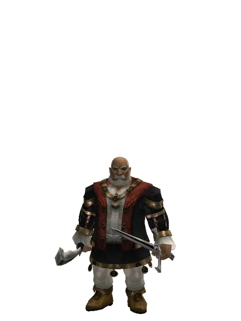 Crimson Sword*Sword of Revolution on a male Dwarf, front view