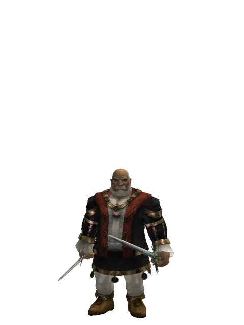 Elven Sword*Elven Long Sword on a male Dwarf, front view