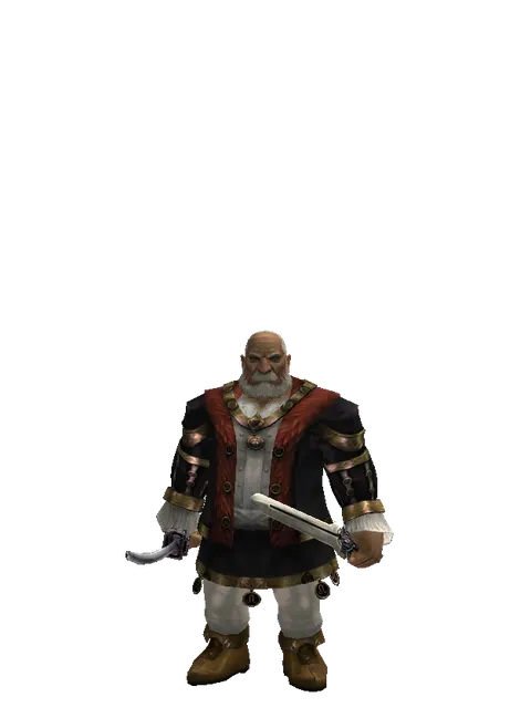 Katana*Spirit Sword on a male Dwarf, front view