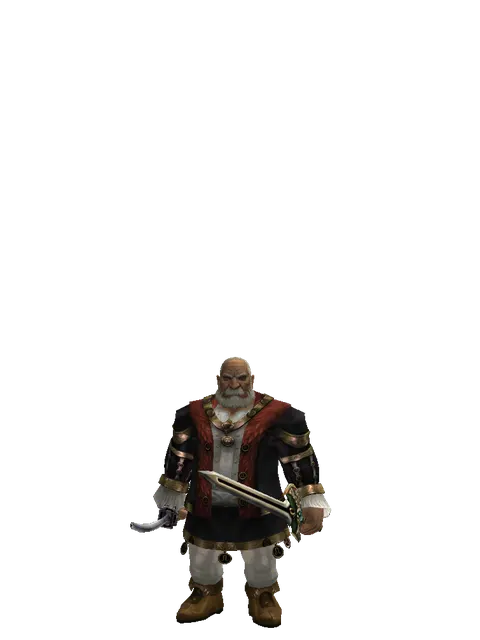 Katana*Sword of Delusion on a male Dwarf, front view