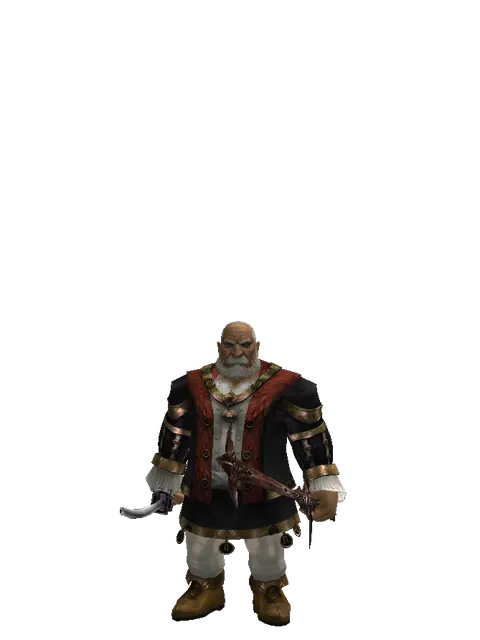 Katana*Sword of Nightmare on a male Dwarf, front view