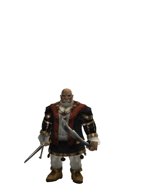Knight's Sword*Crimson Sword on a male Dwarf, front view