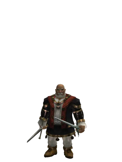 Knight's Sword*Elven Long Sword on a male Dwarf, front view
