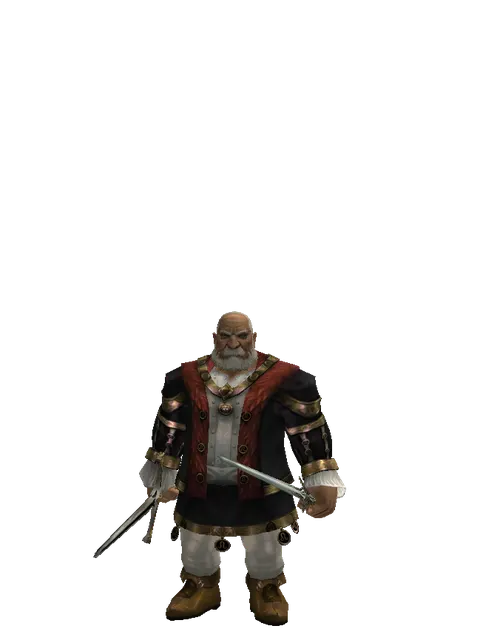 Knight's Sword*Elven Sword on a male Dwarf, front view