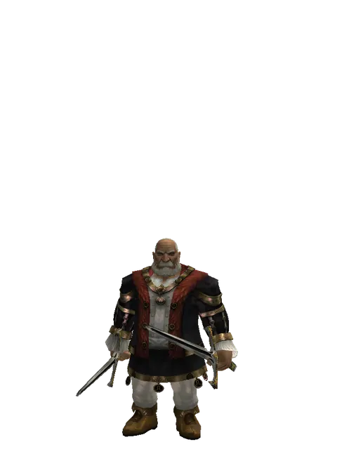 Knight's Sword*Knight's Sword on a male Dwarf, front view