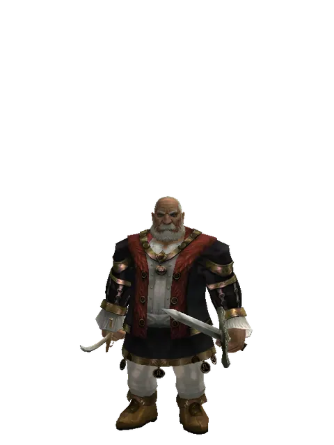 Saber*Artisan's Sword on a male Dwarf, front view