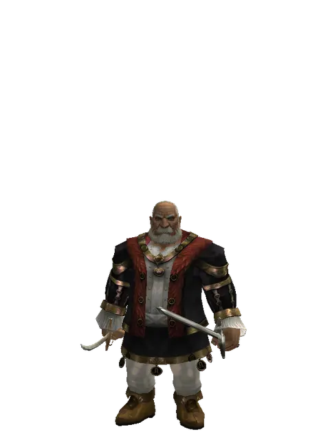 Saber*Bastard Sword on a male Dwarf, front view