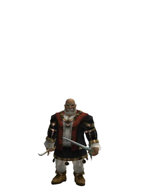 Saber*Elven Long Sword on a male Dwarf, front view